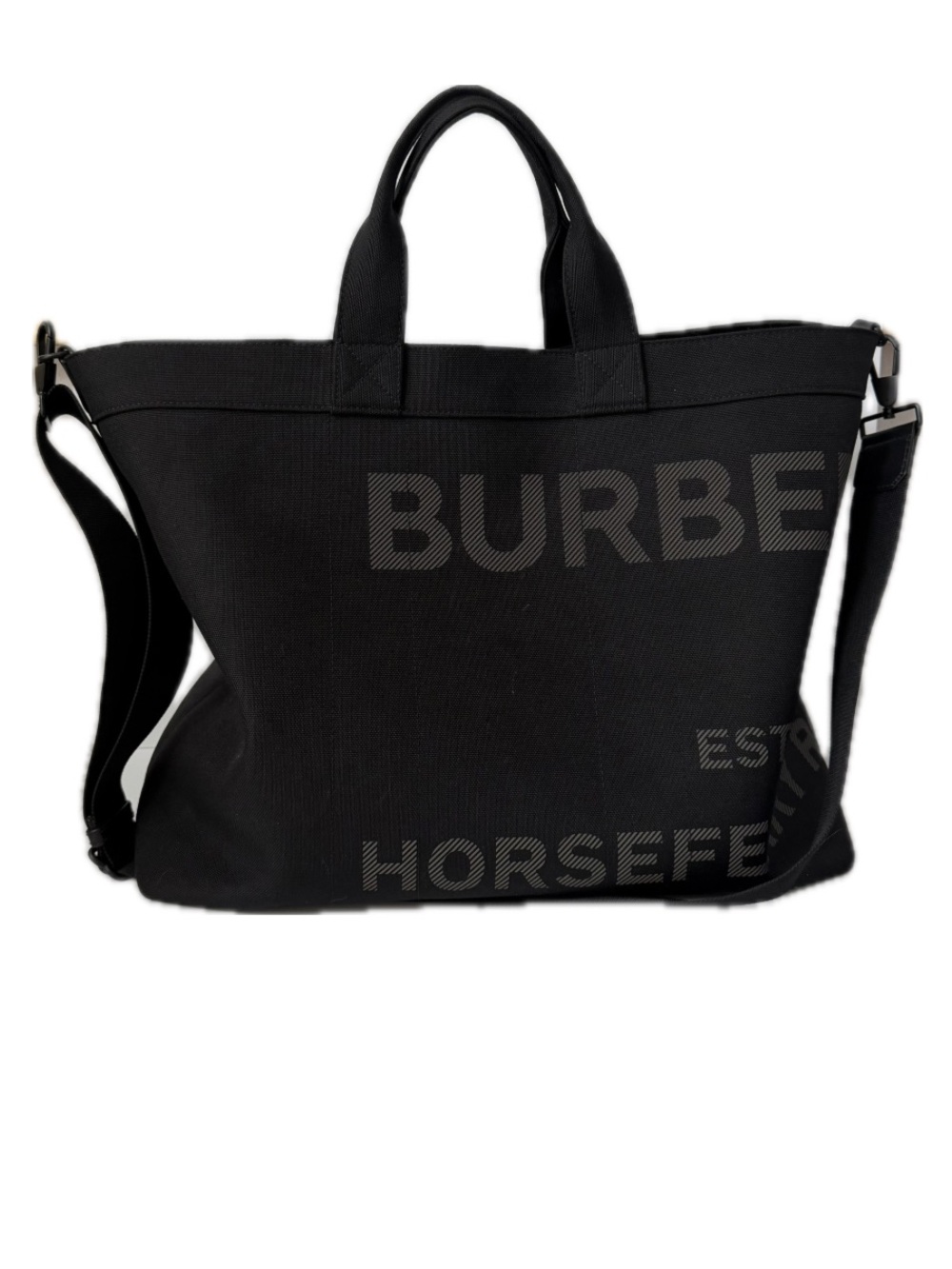 Burberry Black Horseferry Logo Print Large Tote Bag
